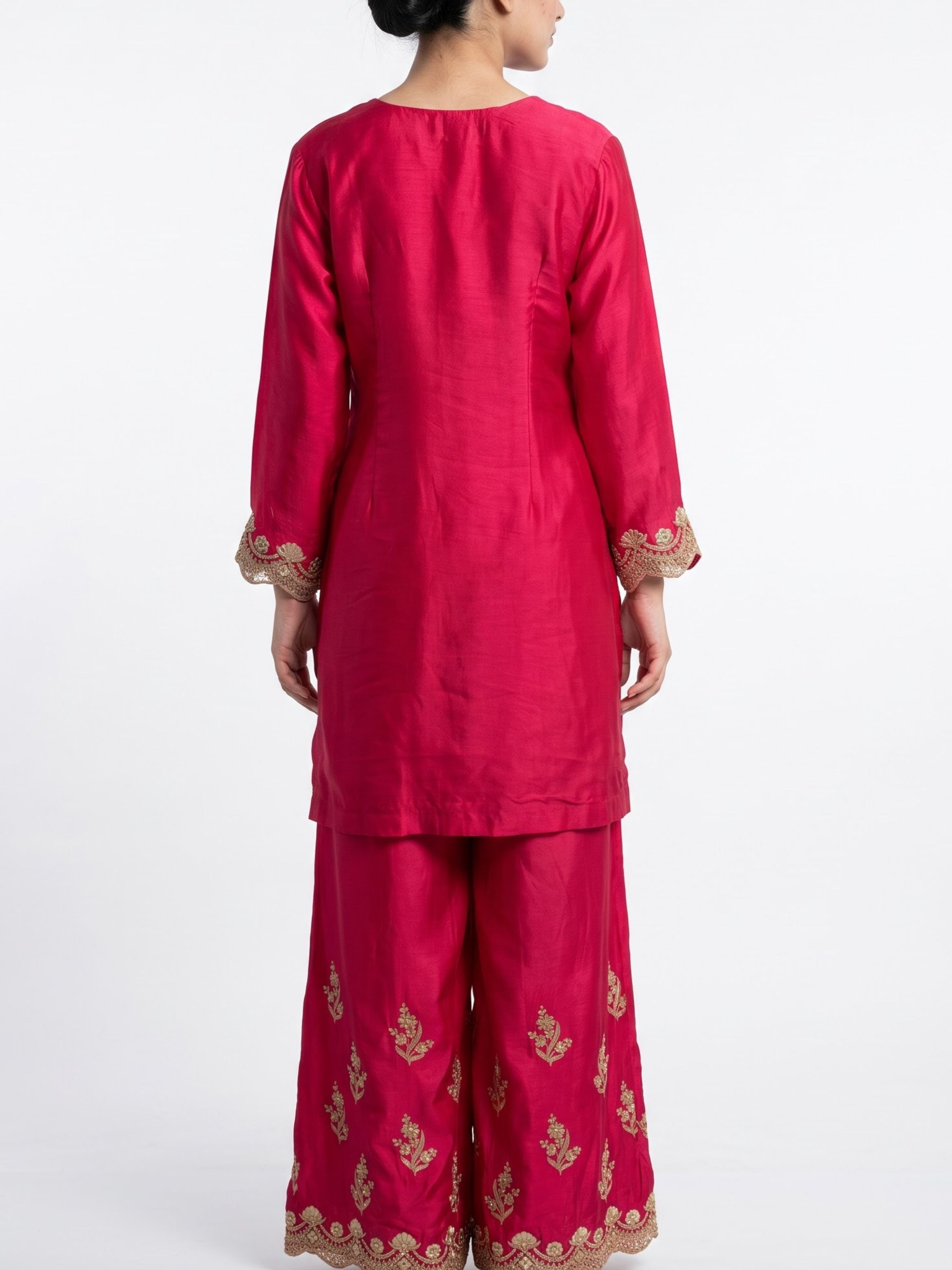 Rani Satin Crepe Indo Western with Gota, Mirror and Pearl Embroidery 2