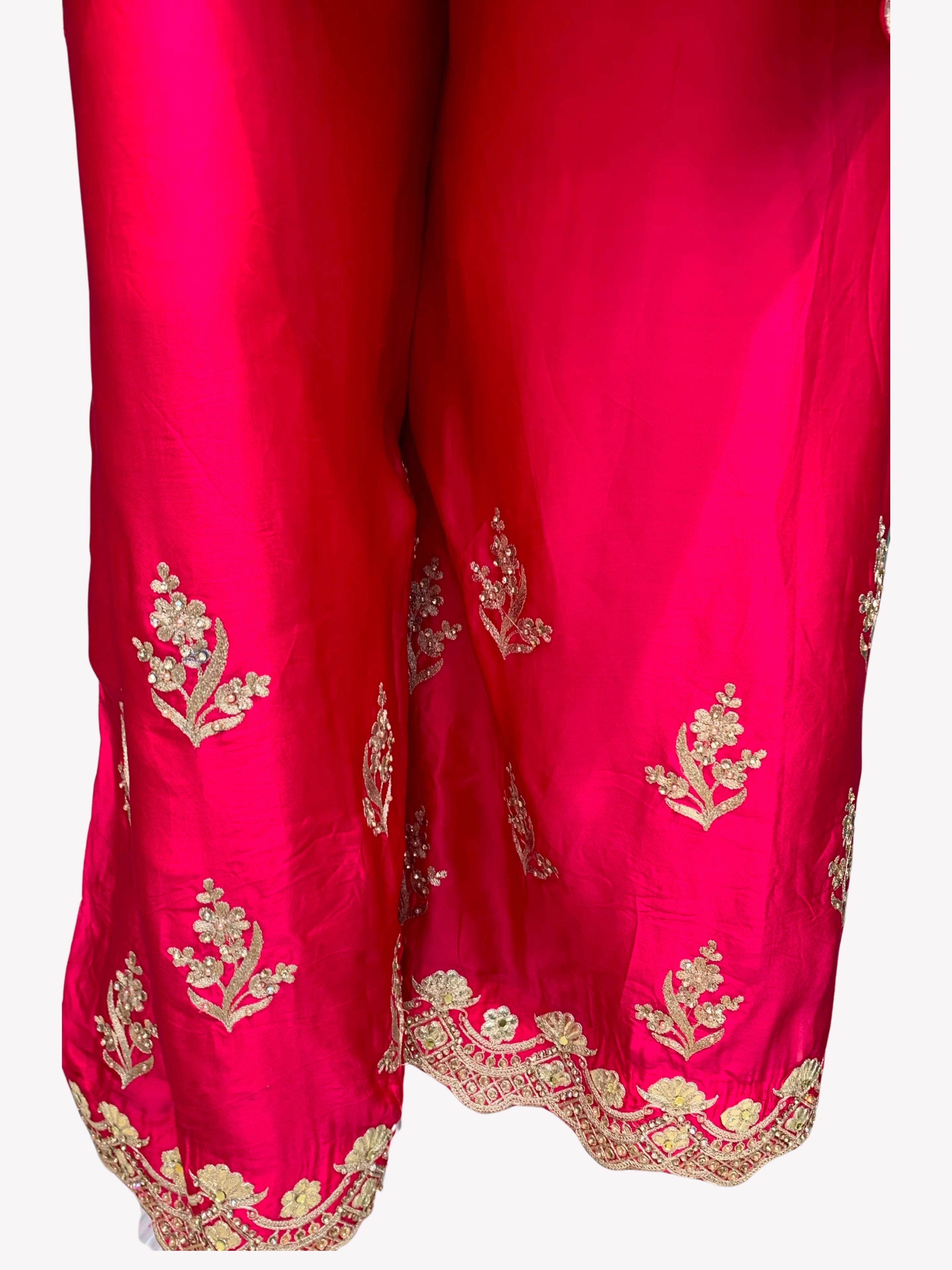 Rani Satin Crepe Indo Western with Gota, Mirror and Pearl Embroidery 3