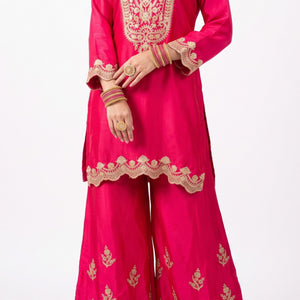 Rani Satin Crepe Indo Western with Gota, Mirror and Pearl Embroidery 4