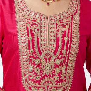 Rani Satin Crepe Indo Western with Gota, Mirror and Pearl Embroidery 5