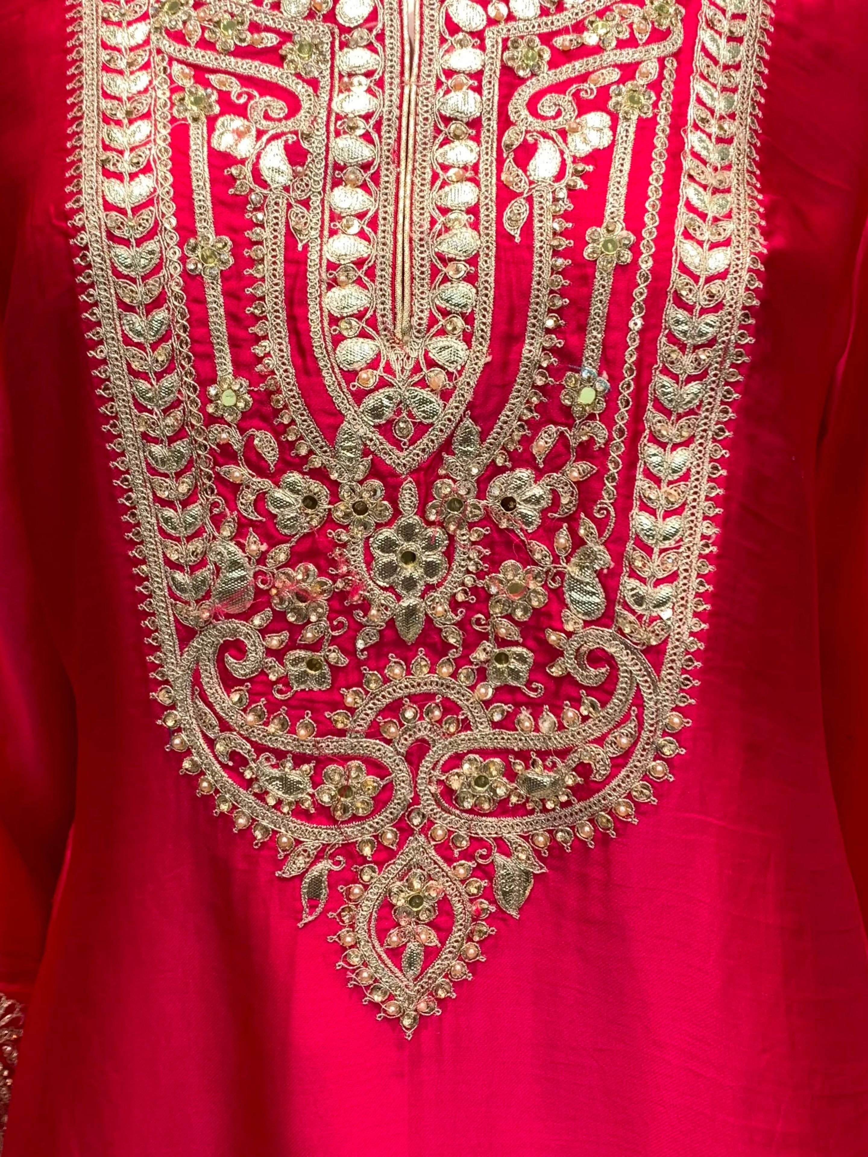 Rani Satin Crepe Indo Western with Gota, Mirror and Pearl Embroidery 6