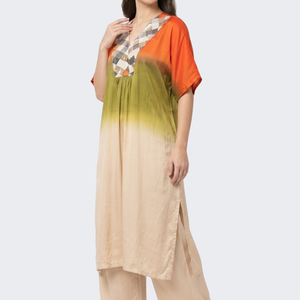 Orange Satin Indo Western with Cutdana, Sequins and Pearl Embroidery 2