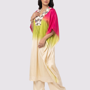 Pink Satin Indo Western with Cutdana, Sequins and Pearl Embroidery 1