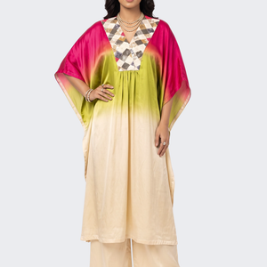 Pink Satin Indo Western with Cutdana, Sequins and Pearl Embroidery 4
