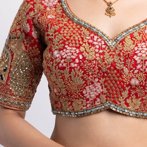 Ivory Banarasi Saree Embellished With Zari, Stone, Sequins & Mirror Work