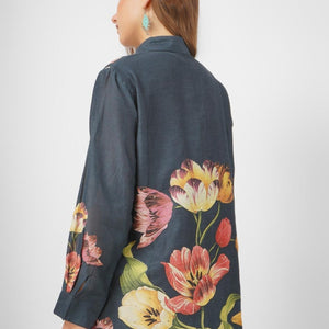 Linen Indo Western with Printed Embroidery 3