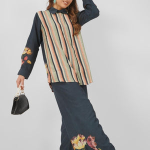 Linen Indo Western with Printed Embroidery 4