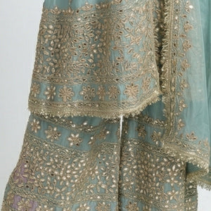 Turquoise Soft Organza Set with Gota Patti Detailing
