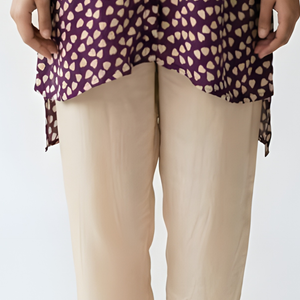 Purple Crepe Coord Set with Moti and Cut Dana Work