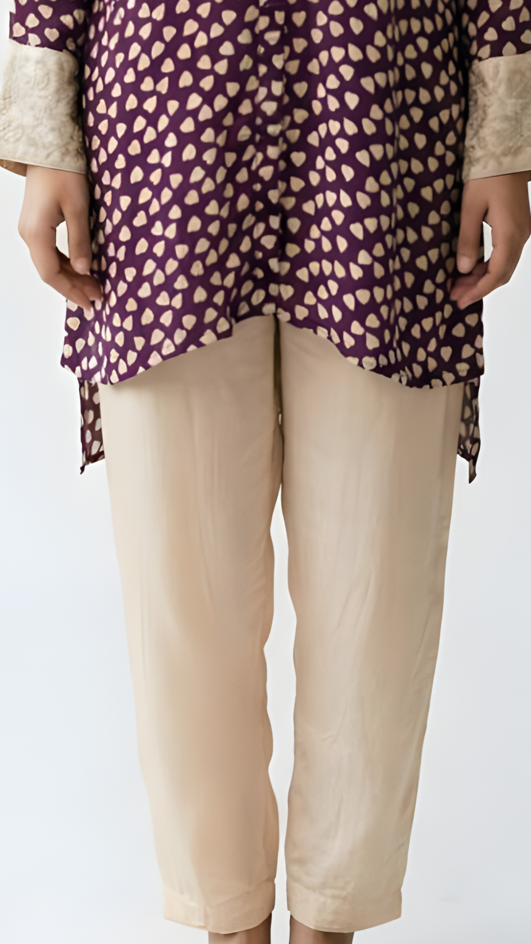 Purple Crepe Coord Set with Moti and Cut Dana Work