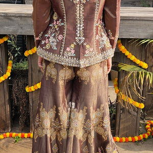 Tissue Banarasi Indo - Western Embellished with Mirror, Zari & Stone Work