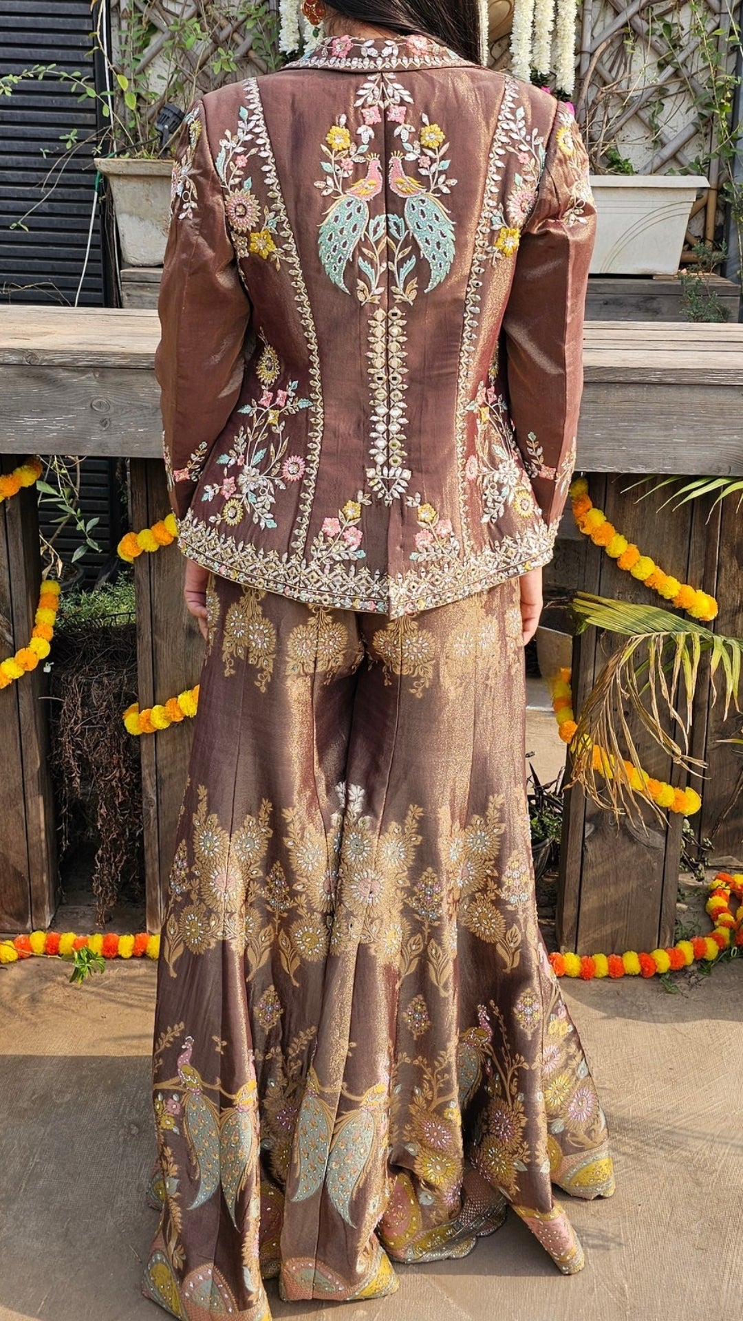 Tissue Banarasi Indo - Western Embellished with Mirror, Zari & Stone Work