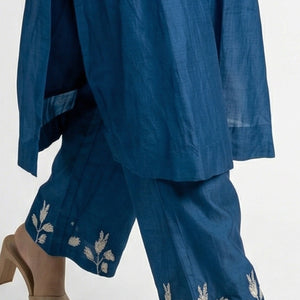 Blue Mul Cotton Suit with Thread Work Detailing