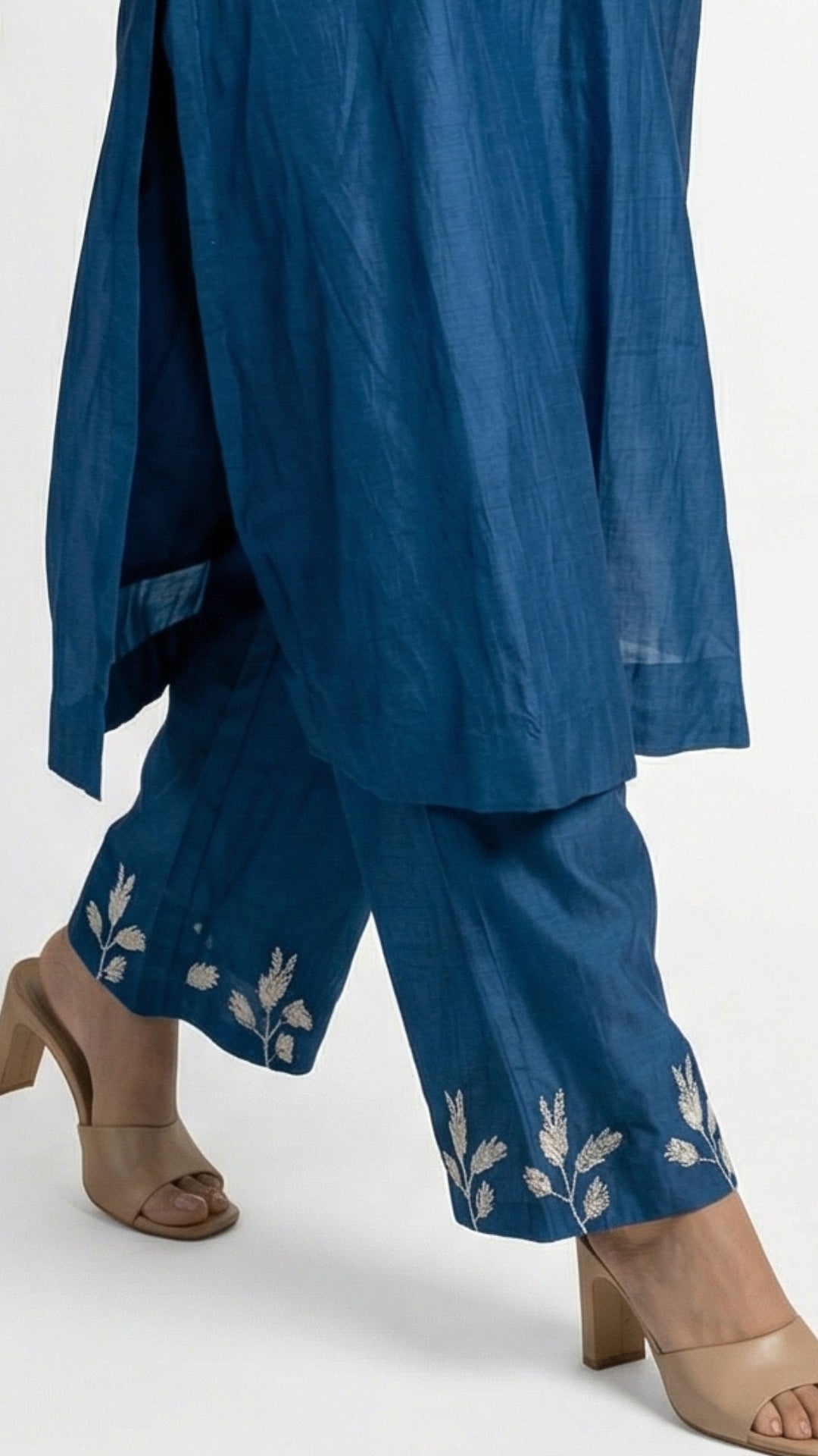 Blue Mul Cotton Suit with Thread Work Detailing