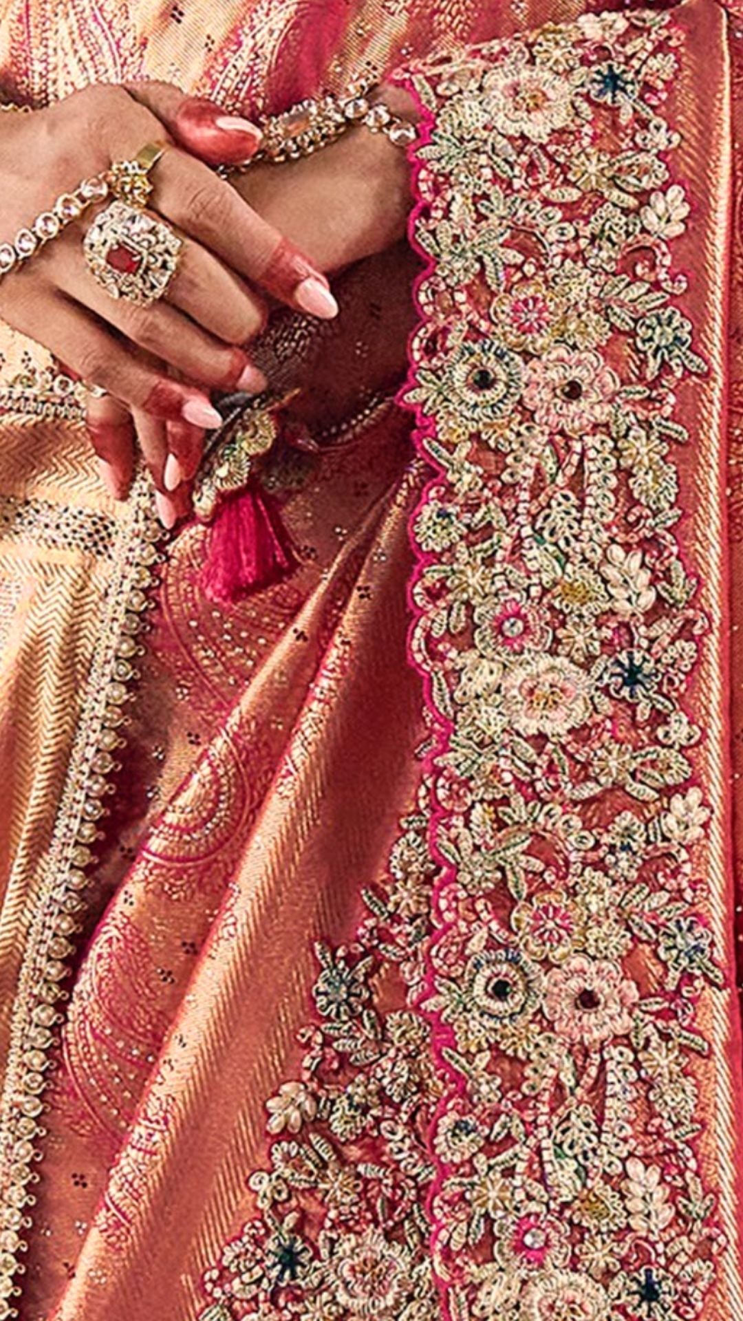 Rani Pink Silk Embroidered Saree With Dupatta