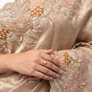 Mauve Tissue Unstitched Saree with Zardozi, Zari & Dabka Work