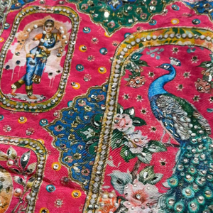 Beautiful Peach Silk Ready Made Saree Embellished With Pure Hand Work