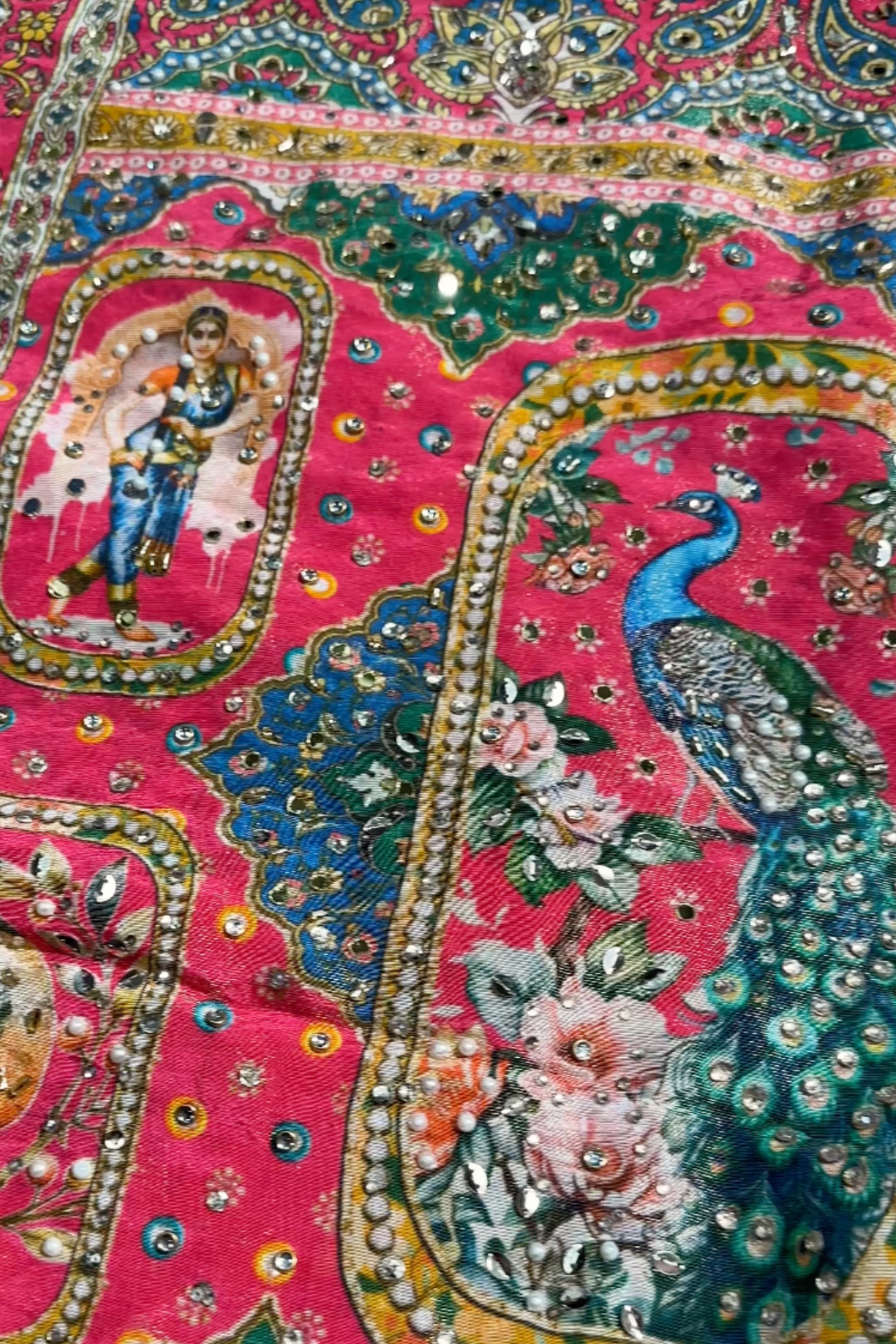 Beautiful Peach Silk Ready Made Saree Embellished With Pure Hand Work