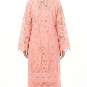 Pink Muslin Cutwork lace and  Pearl Sequins