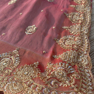 Mauve Tissue Unstitched Saree Embellished With Moti, Sequins & Cutdana