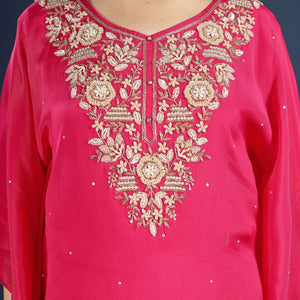 Rani Chinon Indo Western with Cutdana, Sequins and Pearl Embroidery
