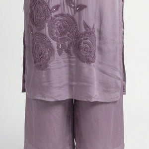 Lavender Chinon Suit Embellished with Cutdana Detailing