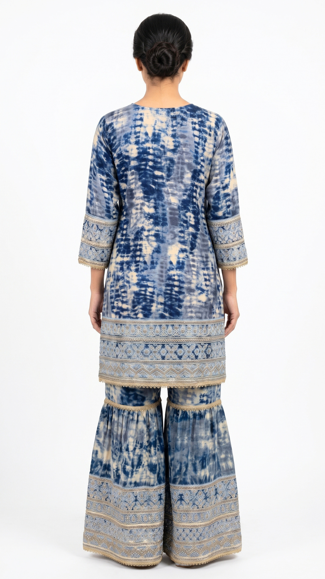 Blue  Muslin Zari and Thread Sequins