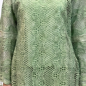 Green Muslin Cutwork lace and  Pearl Sequins