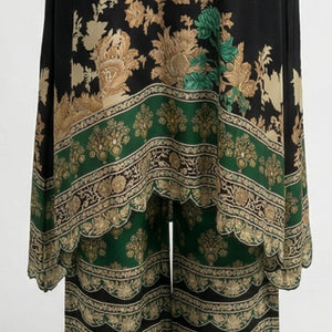Black Crepe Coord Set with Digital Print & Mirror