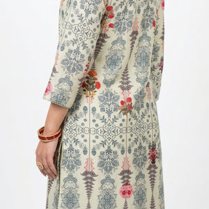 Mint Digital Printed Cotton Fabric Co-ord Set with Zari Work