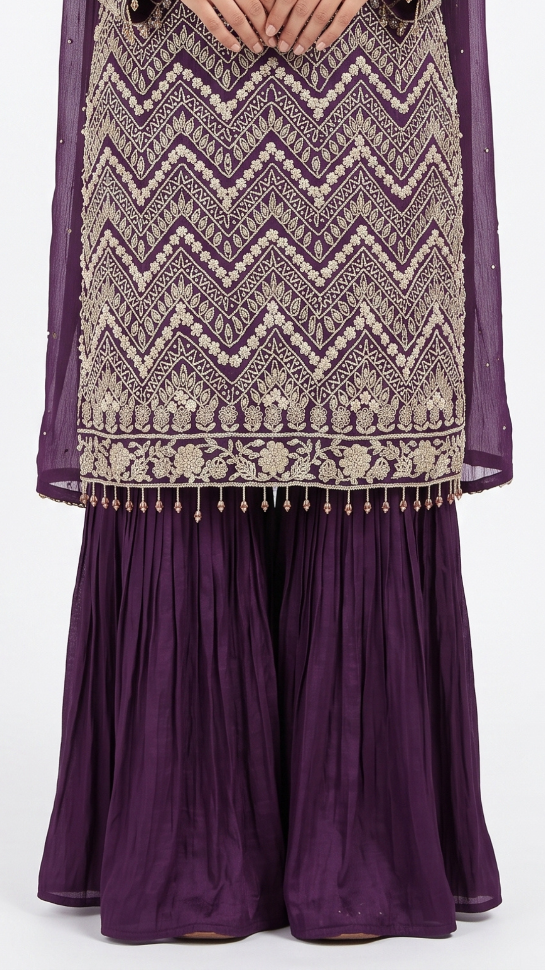 Purple Crepe Fabric  Cut dana Sitara  Sequins