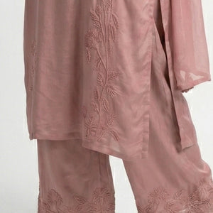 Pink Chinon Suit with Sequins & Cutdana Detailing