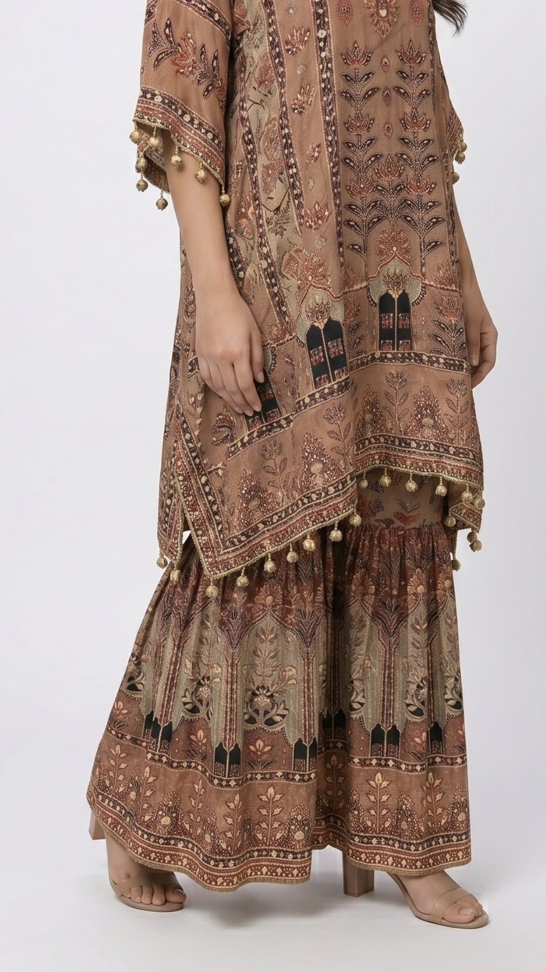 Crepe Indo-Western with Digital Print, Mirror, Sequin & Gota Patti Work