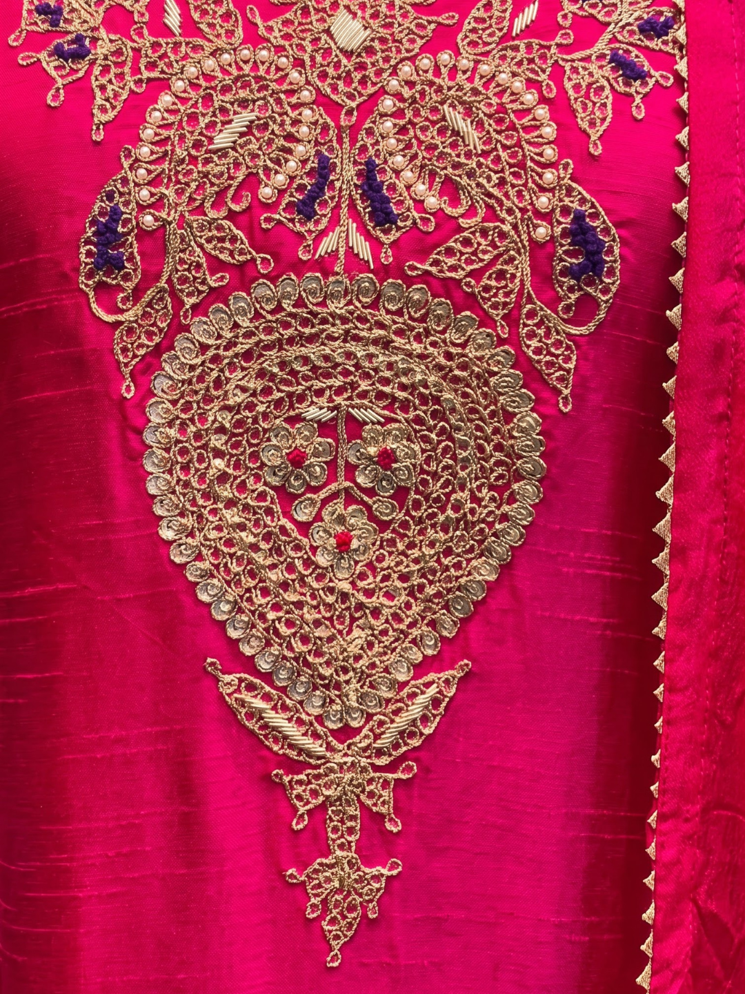 Raw Silk Indo Western with Zari, Sequins and Pearl Embroidery
