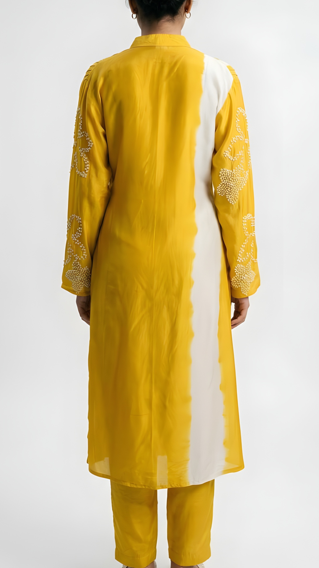 Yellow Cotton Silk Coord Set with Sequin and Moti Work