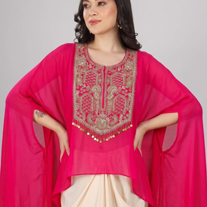 Rani Chinon Indo Western with Cutdana and Sequins Embroidery