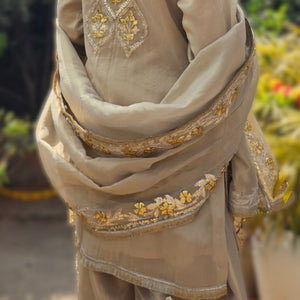 Golden Tissue Indo-Western with Gota Patti Work