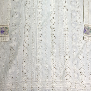 White Blue Digital Printed Chikankari Semi Stitched Suit With Thread Work