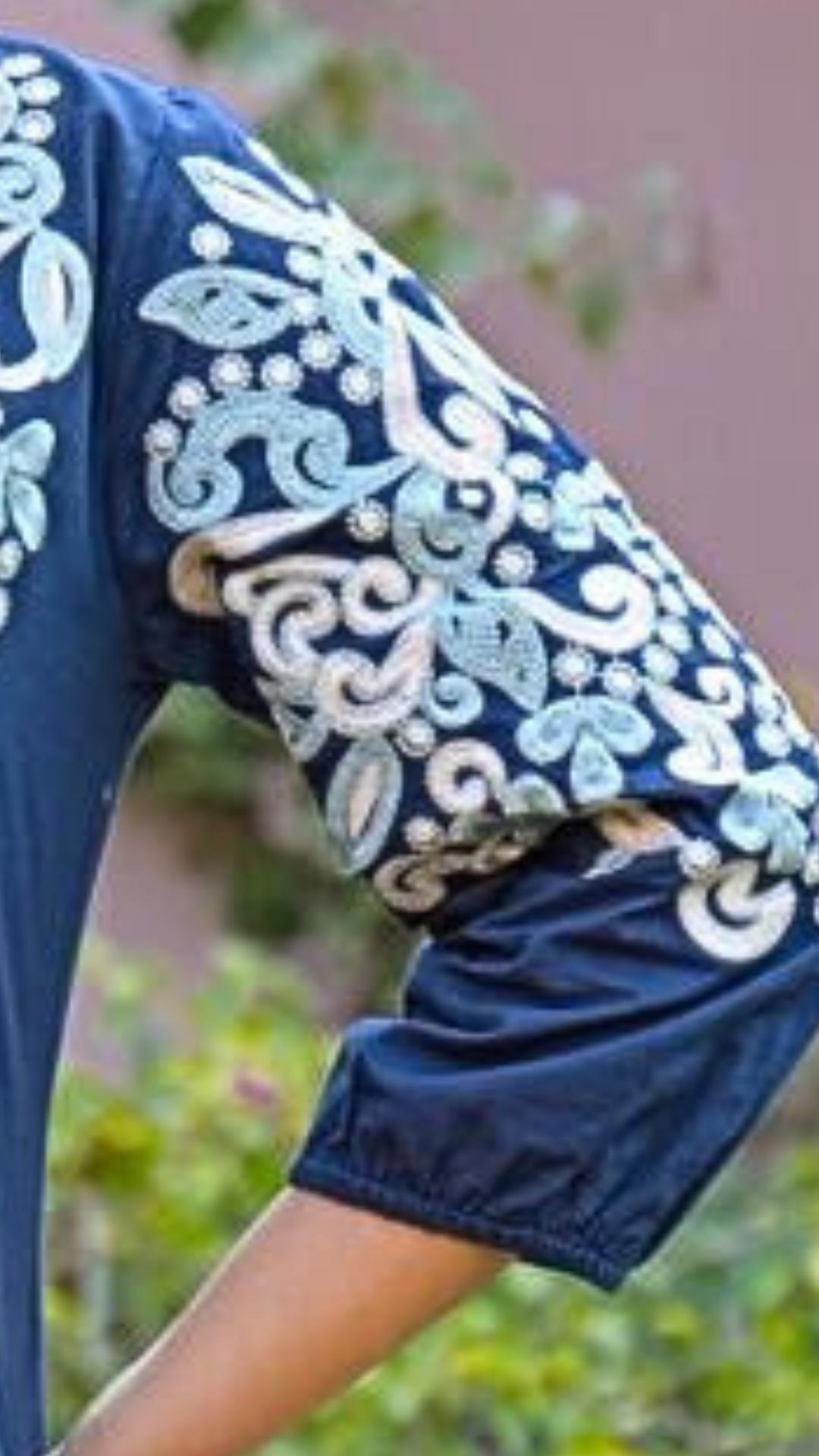 Blue Cotton Coord Set with Thread Embroidery