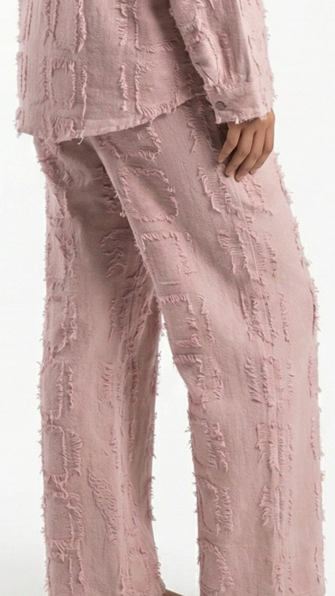 Peach Jute Coord Set with Mash Paneling Detailing