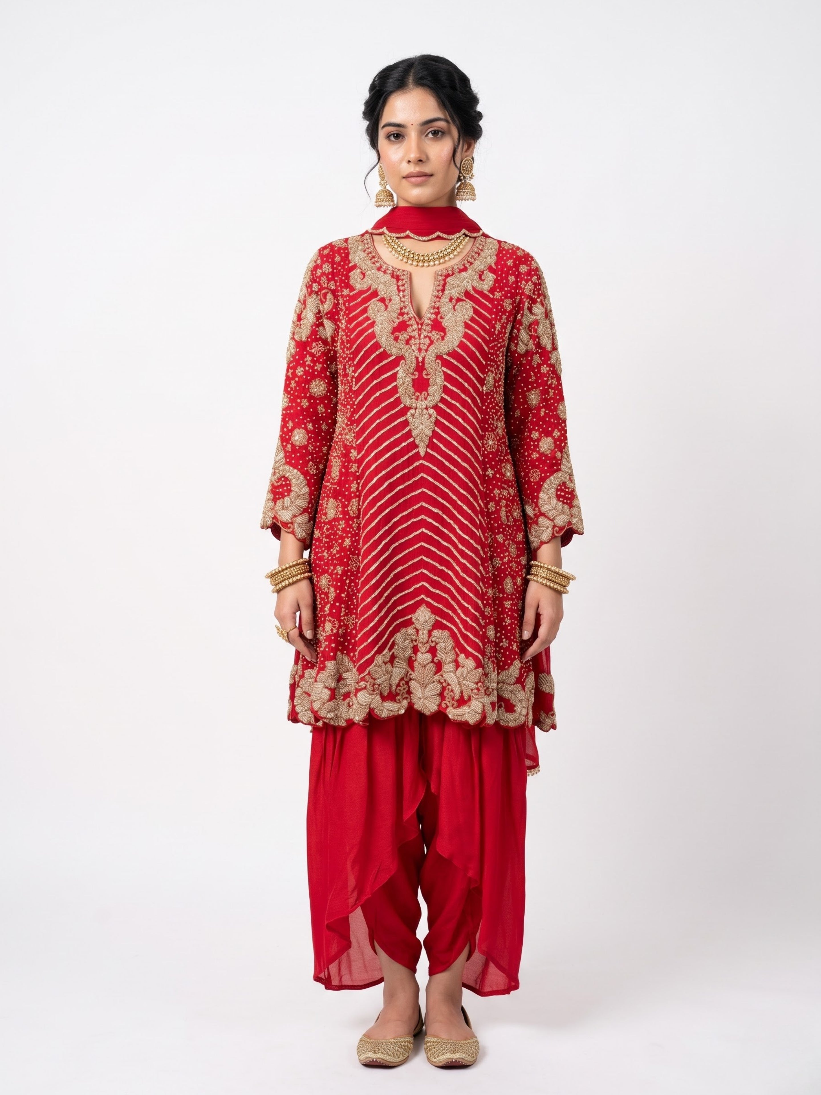 Chinon Indo Western with Cutdana, Sequins and Pearl Embroidery 1