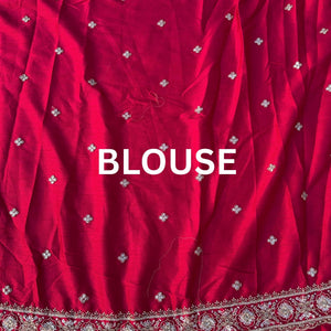 Sky Blue Brocade Unstitched Saree Embellished With Moti, Sequins & Cutdana Work