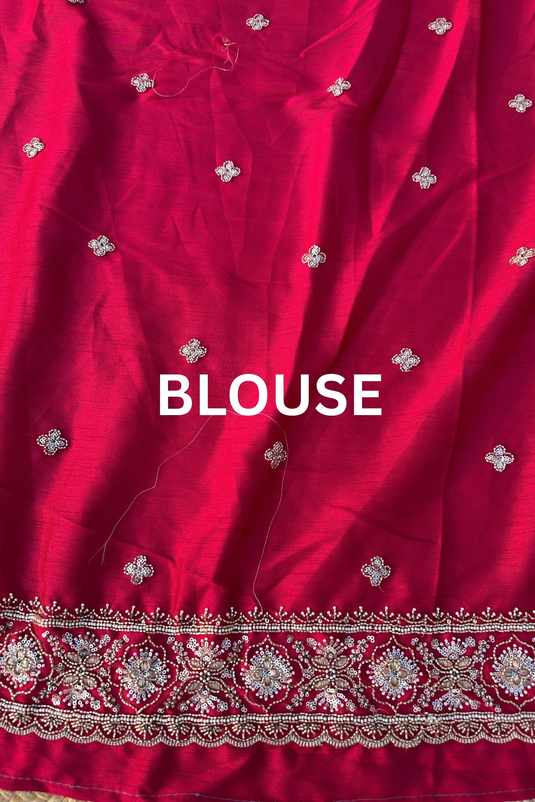 Sky Blue Brocade Unstitched Saree Embellished With Moti, Sequins & Cutdana Work
