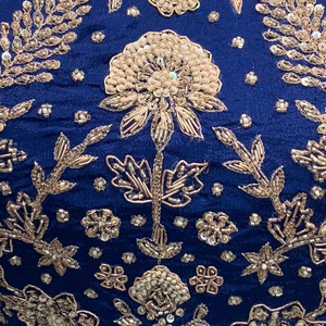 Blue Chinon Indo Western with Cutdana, Sequins and Dabka Embroidery 3
