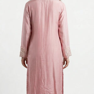 Peach Soft Organza Suit with Moti & Cutdana Detailing