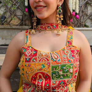 Mustard Georgette Indo-Western with Zari & Stone Work