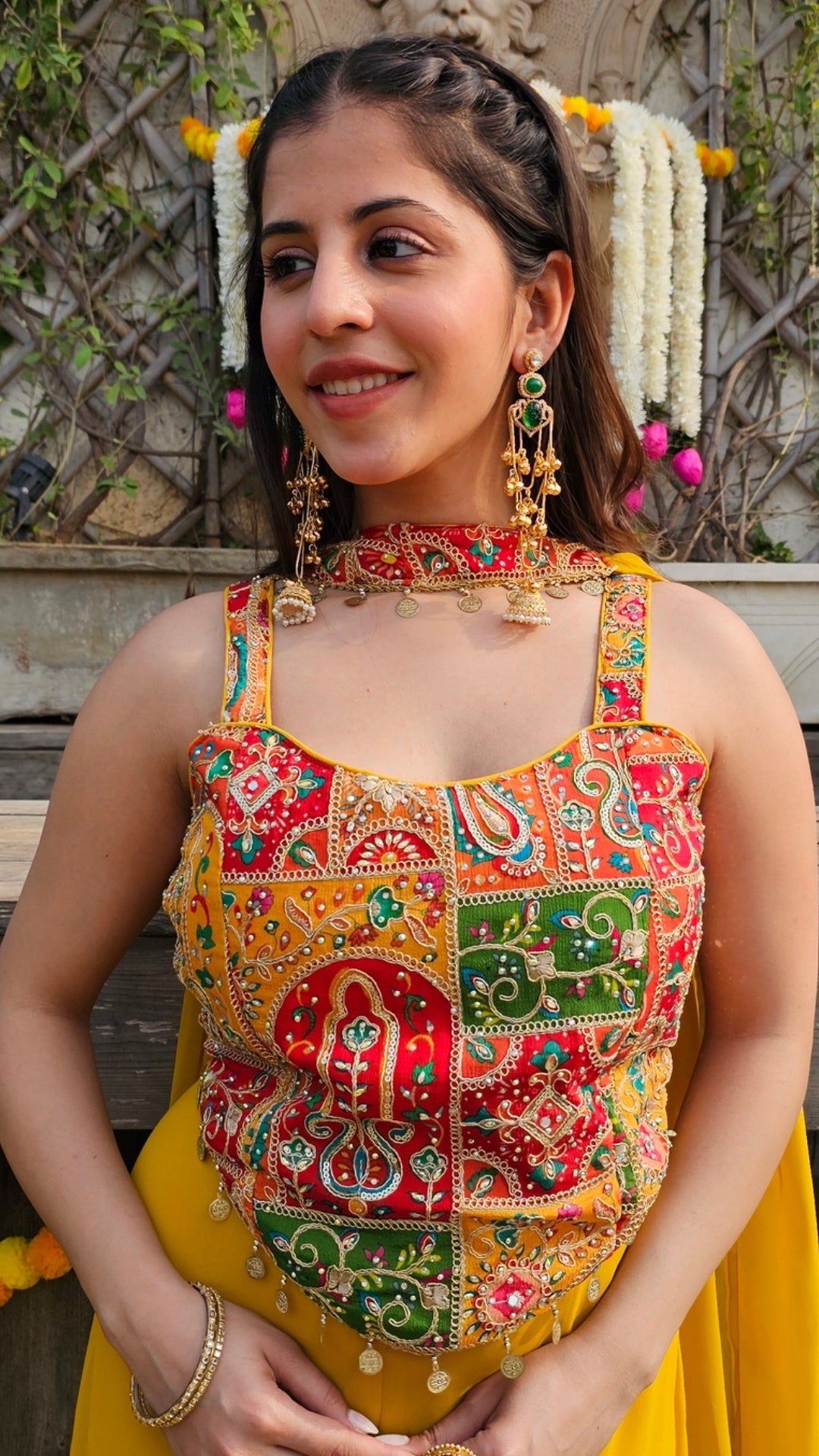 Mustard Georgette Indo-Western with Zari & Stone Work