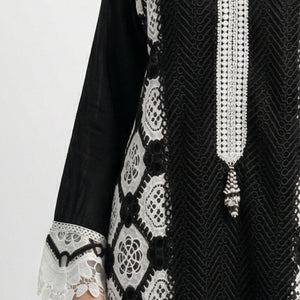 Black Muslin Suit with Stone & Lace Detailing