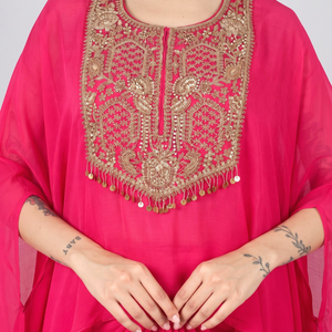 Rani Chinon Indo Western with Cutdana and Sequins Embroidery