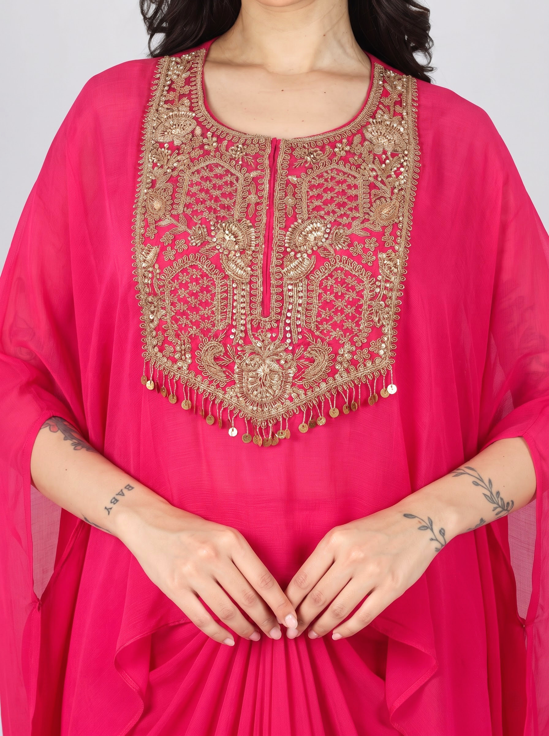 Rani Chinon Indo Western with Cutdana and Sequins Embroidery